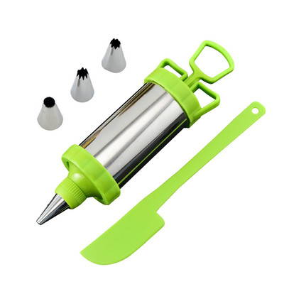 Cepšanas kūkas dekorēšanas rīks Nerūsējošā tērauda mīklas izstrādājumu pildījuma inžektors šļirces dekorēšanas komplekts Deserta dekorētājs ar 3 padomiem 1 Spa