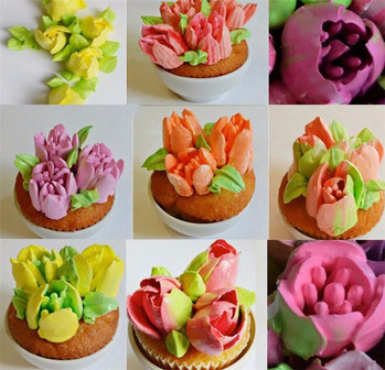 Ακροφύσια σωληνώσεων Ανοξείδωτο ατσάλι Κρέμα λουλουδιών Συμβουλή ζαχαροπλαστικής Κουζίνας Cupcake κέικ Εργαλεία διακόσμησης Ρωσική πρίζα γλάσο τουλίπας