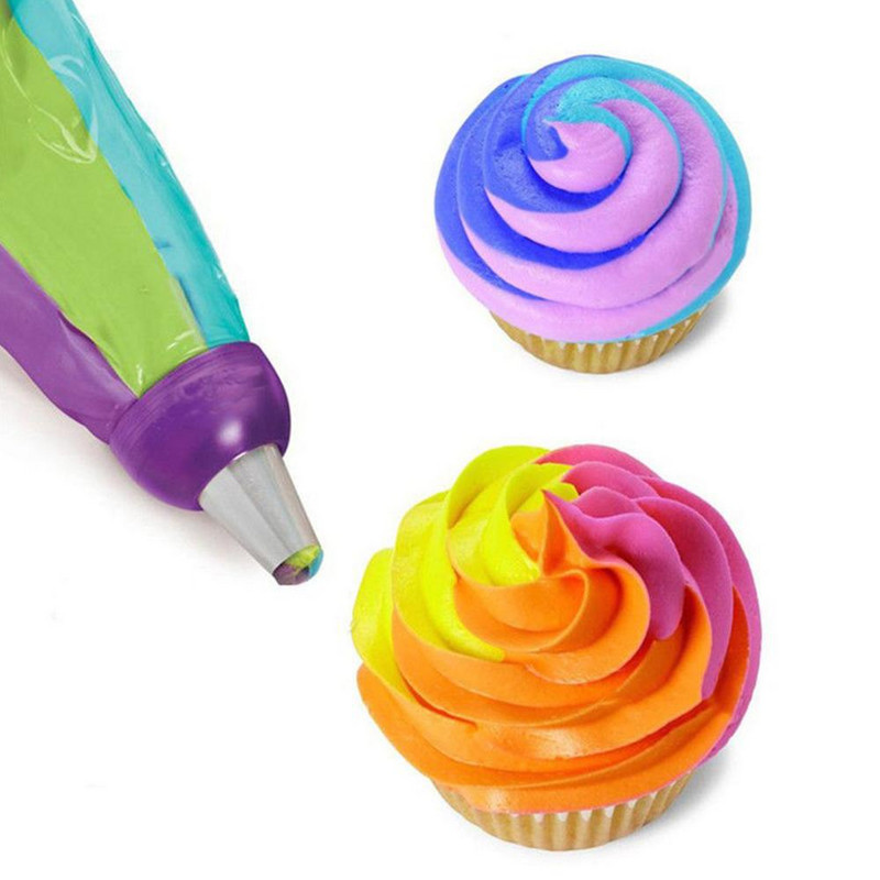 Pungă pentru glazură în 3 culori, instrument de conversie a duzei, cremă, pungă de patiserie, decorare pentru prăjituri cu fondant.