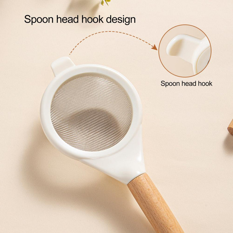 Sietiņš Karote Vienots caurums, pulvera siets, dubultā āķa dizaina rokasgrāmata, miltu siets, cukurs, kafija, rokas tīkla filtrs virtuves padeve