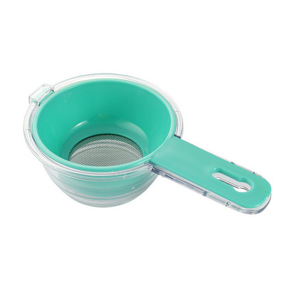 Finom hálós műanyag lisztszita fogantyúval lé teaszűrő szűrőszűrő élelmiszer babszűrő sziták shakerek konyhai eszköz