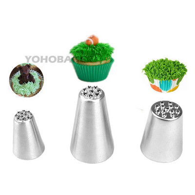 1/3 ΤΕΜ. Συμβουλές διακόσμησης κρέμας με γρασίδι κέικ Σετ ακροφύσιο Εργαλεία διακόσμησης για κέικ κέικ για κέικ κέικ ζαχαροπλαστείο Καλαμάκι από ανοξείδωτο χάλυβα