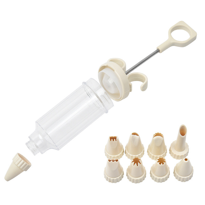 Konditorejas izstrādājumu cepumu padomi Konditorejas sprauslas Plastmasas krējuma sprausla Krējuma pistole DIY konditorejas izstrādājumu šļirce ekstrūderis virtuves sīkrīki