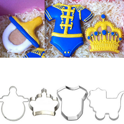 1 бр. Бебешки дрехи за зърна, комбинезон, количка, корона, метален комплект форми за печене на сладкиши, инструмент за фондан, форма за бисквити