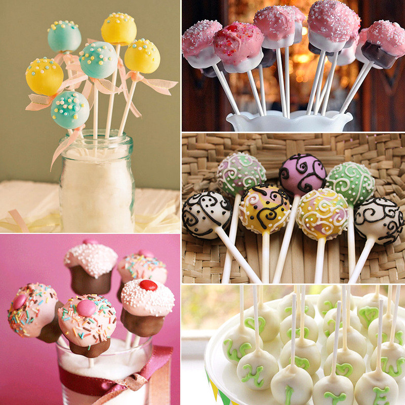 100 vnt. 8/10/15/20 cm balto popieriaus kieto šerdies ledinukų lazdelės šokoladiniams saldainių lazdelės Cake Pop lazdelės "pasidaryk pats" kepimo reikmenys