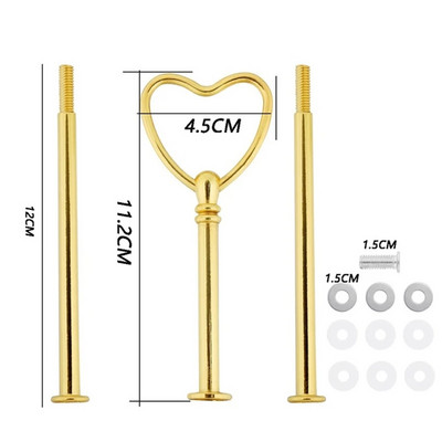 1 rinkinio torto lėkščių stovai, daugialypiai 2/3 pakopų lėkštės rankenos tvirtinimo aparatūros strypo įrankis torto lėkštės stovas Vestuvių gimtadienio tortų stovas