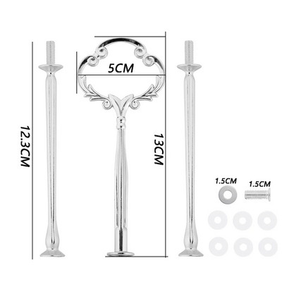1 rinkinio torto lėkščių stovai, daugialypiai 2/3 pakopų lėkštės rankenos tvirtinimo aparatūros strypo įrankis torto lėkštės stovas Vestuvių gimtadienio tortų stovas