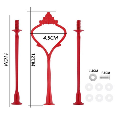 1 rinkinio torto lėkščių stovai, daugialypiai 2/3 pakopų lėkštės rankenos tvirtinimo aparatūros strypo įrankis torto lėkštės stovas Vestuvių gimtadienio tortų stovas