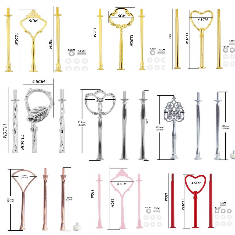 1 rinkinio torto lėkščių stovai, daugialypiai 2/3 pakopų lėkštės rankenos tvirtinimo aparatūros strypo įrankis torto lėkštės stovas Vestuvių gimtadienio tortų stovas