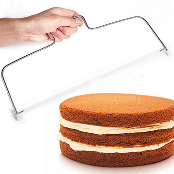1PC двойна линия Cake Cut Slicer Регулируема тел от неръждаема стомана Cake Slicer Разделител за хляб Кухненски аксесоари Инструменти за печене на торти