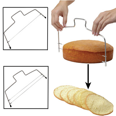 1PC двойна линия Cake Cut Slicer Регулируема тел от неръждаема стомана Cake Slicer Разделител за хляб Кухненски аксесоари Инструменти за печене на торти