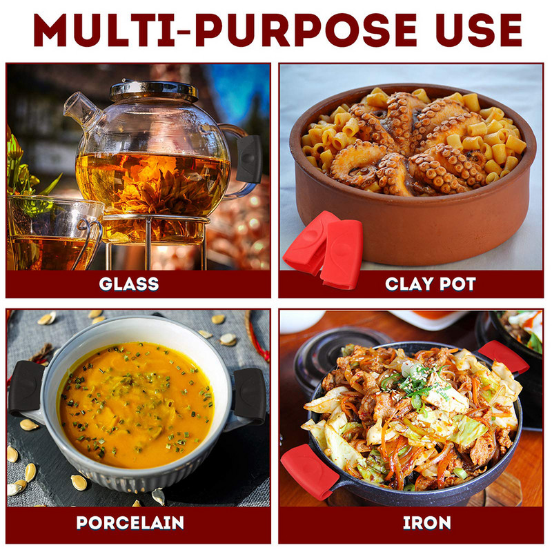 Silikoninis karštos rankenos laikiklis Karščiui atsparus puodų laikiklis indų rankena Ketaus keptuvės Rankenėlės Rankenos dangteliai Virtuvės prietaisai