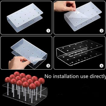 Нов прозрачен 15 дупки Правоъгълен държач за партита за торти Дисплеи Стойки Поставка за близалки Поставка за бонбони Поставка за сватбени тържества