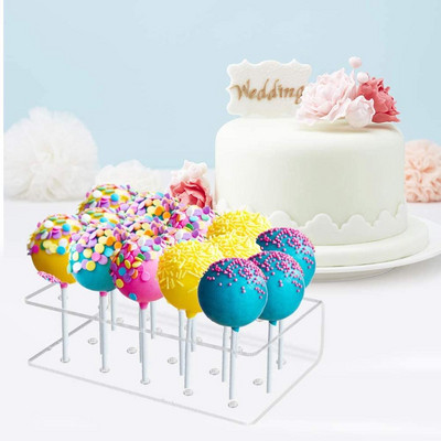 Нов прозрачен 15 дупки Правоъгълен държач за партита за торти Дисплеи Стойки Поставка за близалки Поставка за бонбони Поставка за сватбени тържества