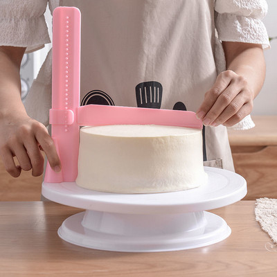 Скрепер за торта Регулируема по-гладка шпатула за фондан Изглаждане на ръбовете на тортата Устройство за изравняване на крем Направи си сам Инструменти за печене Торти Сладкарска шпатула