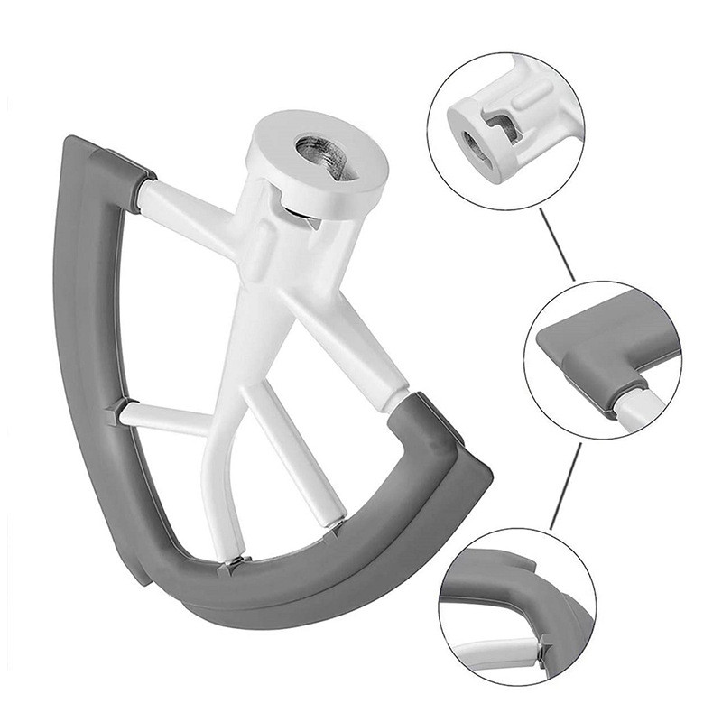 Pakreiptos galvutės plokščias plaktuvas, silikoninis maišytuvas, virtuvės maišymo priedas, skirtas Kitchenaid 4,5-5QT virtuvės priedams pakeisti