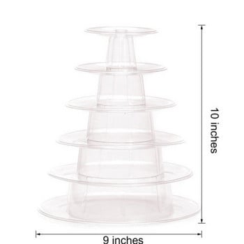 6-слойна Macarons Display Tower Пластмасова стойка Macaron Tower Stand Поставка за торта с фондан Инструмент за декориране на сватбена торта