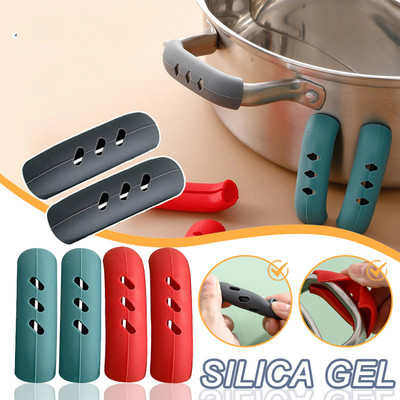 2/4/6Pcs Silicone Pan Handle Cover Heat Insulation Covers Pot Ear Clip Non-slip Steamer Casserole Pan Handle Holder Kitchen Tool