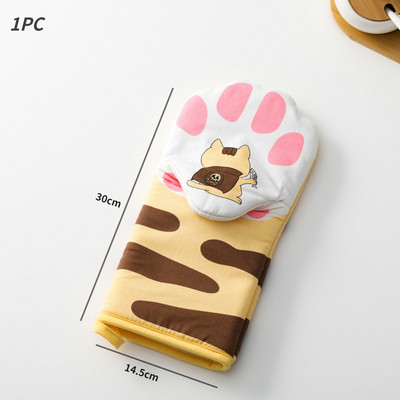 1/2 gab Cepeškrāsns siltumizolācijas cimds Cute Cat Paws Mikroviļņu pretpiedeguma kokvilnas cimdi Cepšanas karstumizturīgi neslīdoši virtuves cimdi