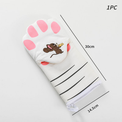 1/2 gab Cepeškrāsns siltumizolācijas cimds Cute Cat Paws Mikroviļņu pretpiedeguma kokvilnas cimdi Cepšanas karstumizturīgi neslīdoši virtuves cimdi