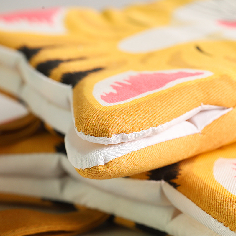 1/2 gab Cepeškrāsns siltumizolācijas cimds Cute Cat Paws Mikroviļņu pretpiedeguma kokvilnas cimdi Cepšanas karstumizturīgi neslīdoši virtuves cimdi