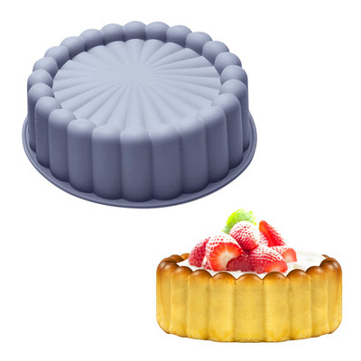 Силиконова форма за торта Charlotte Форма за многократна употреба Набраздена форма за торта Незалепващи кръгли форми за чийзкейк Брауни тарт пай