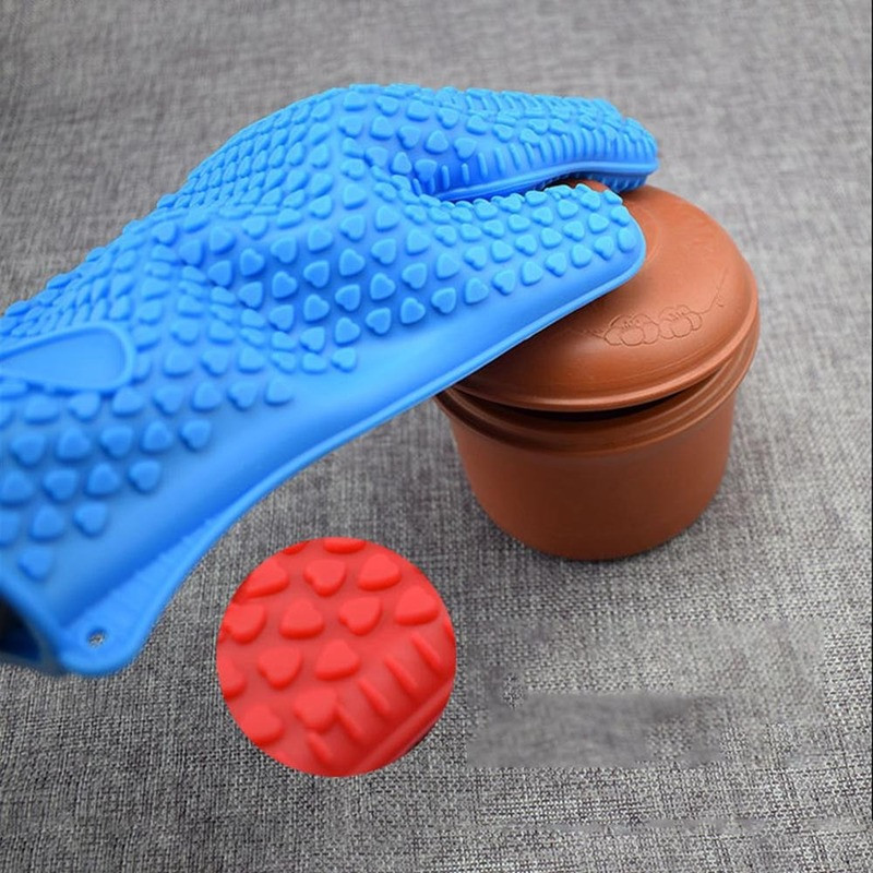 Naujos silikoninės orkaitės virtuvės pirštinės karščiui atsparios storos kepimo BBQ grilio pirštinės dalykėliai Priedai Silikoninės pirštinės