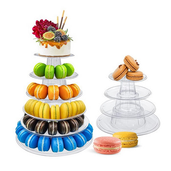 6/4 Επίπεδα Στρογγυλή Macaron Tower Βάση για τούρτες Βάση επίδειξης Cupcake Επίδειξη επιδόρπια για στολισμό γενεθλίων γάμου Baby Shower