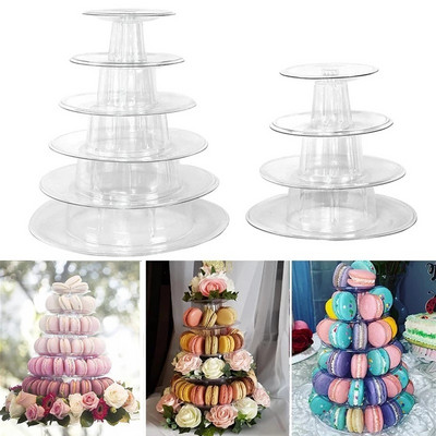 6/4 szintes, kerek Macaron torony tortatartó állvány Cupcake állvány desszertkijelző babazuhanyhoz esküvői születésnapi dekoráció