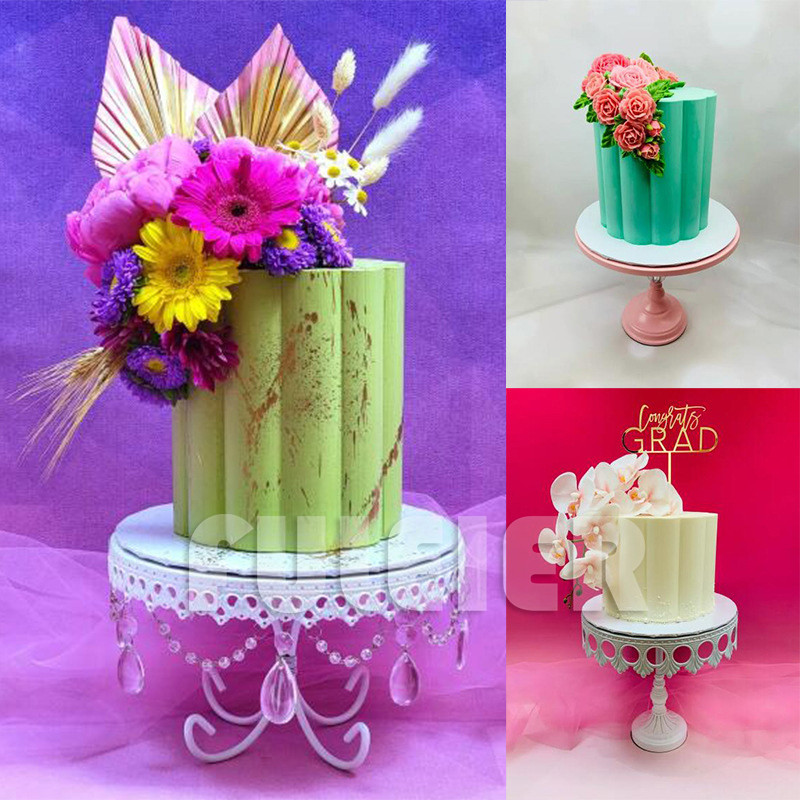 2db Virág formájú akril tortakorongok barkácsolás Art üres tábla tortaszerszám vajkrém simító tortadíszítő eszköz tepsi tepsi