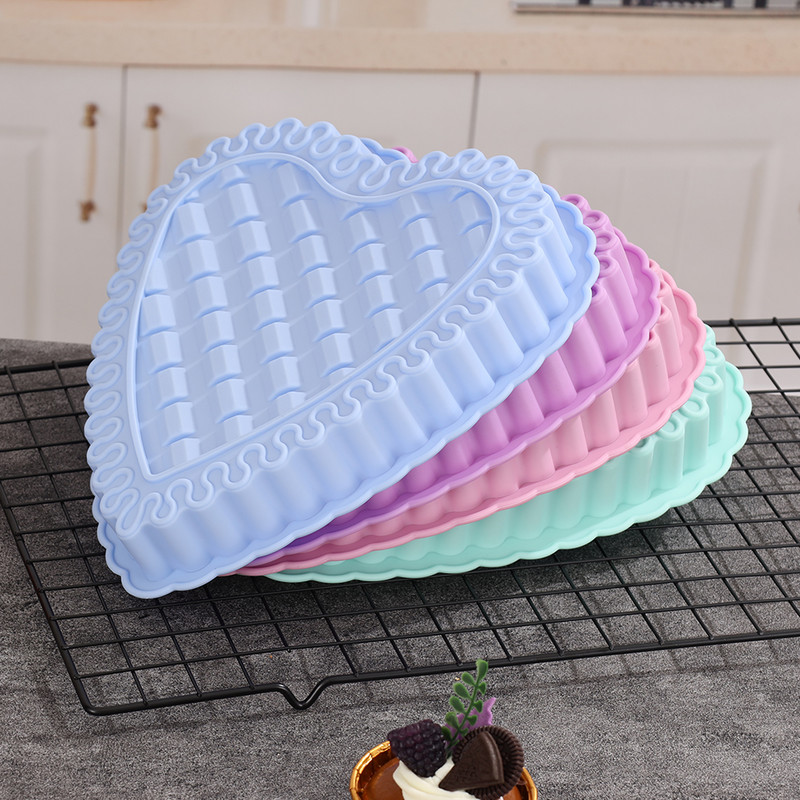 Širdies formos torto keptuvė silikoninė torto formų kepimo formos Nelipnios tortų kepimo formos, šokoladinis kepimo padėklas Valentino dienos dovana