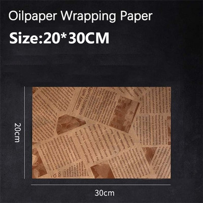 30 vnt Maisto pakavimo popierius Laikraščio dizainas Sumuštinis Burger Fries Maisto pakavimo popierius Lėkštės kilimėlis Aliejus Vaškuotas popierius papel encerado