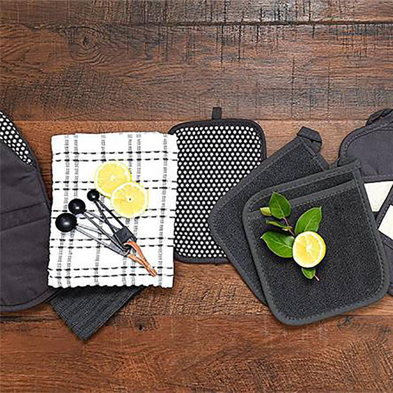 2 gab Cepšanas cimdi Pretpiedeguma mikroviļņu krāsns cimdi Frotē auduma podiņu turētāja cimdi Kolekcija Virtuves piederumi