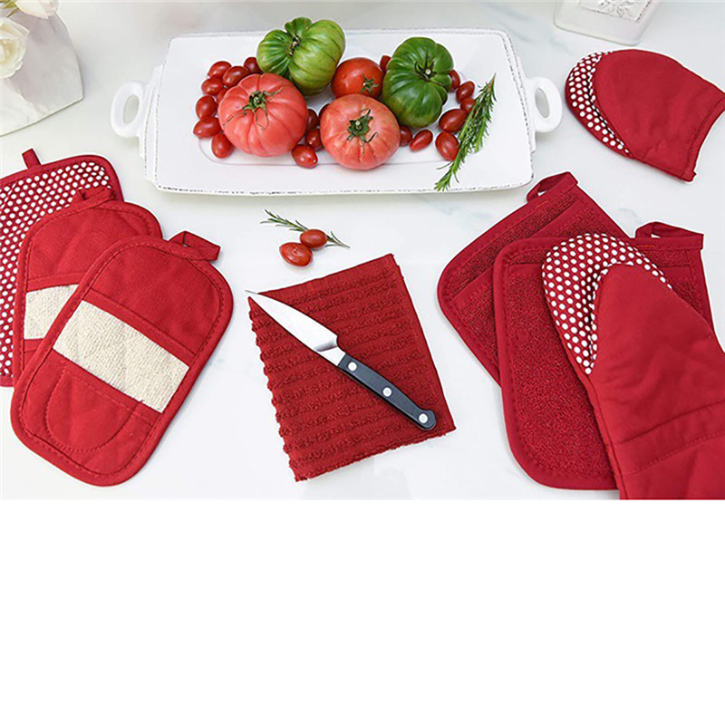 2 gab Cepšanas cimdi Pretpiedeguma mikroviļņu krāsns cimdi Frotē auduma podiņu turētāja cimdi Kolekcija Virtuves piederumi