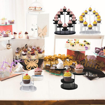 Βάση Cupcake Ακρυλική Οθόνη Πολλαπλών στρώσεων Κοσμήματα Βάση για κέικ Βάση για επιδόρπιο στρογγυλό τραπέζι Διακόσμηση για πάρτι γενεθλίων γάμου