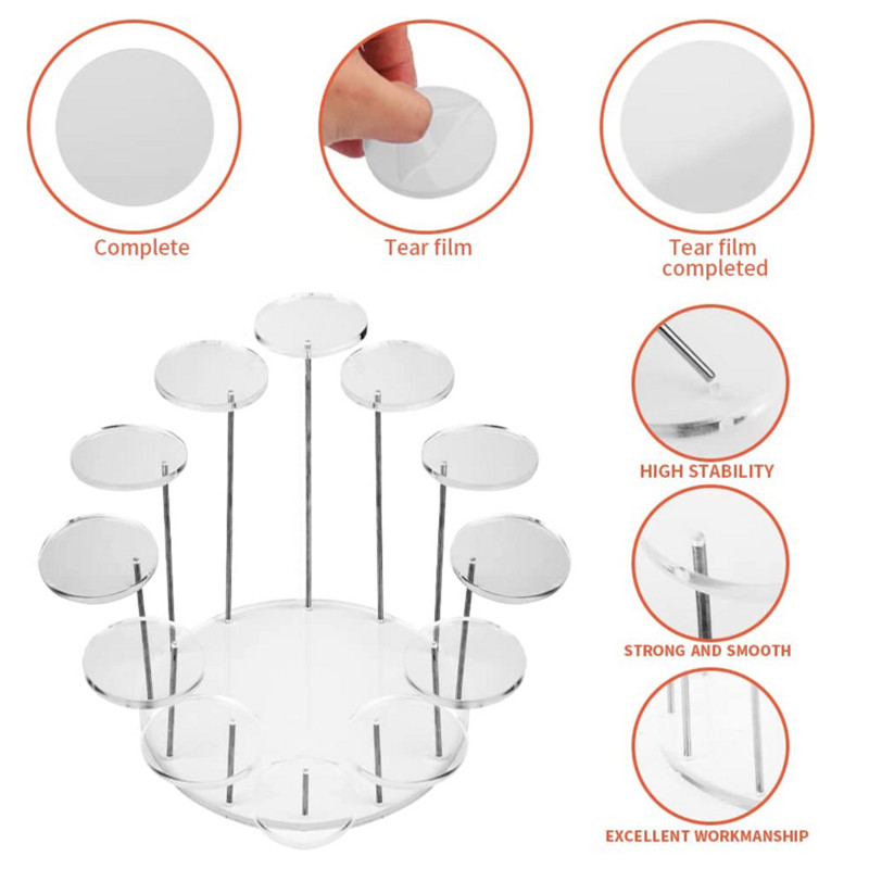 Kēksu statīvs akrila displejs daudzslāņu rotaslietu statīvs kūku desertu statīvs apaļā galda turētājs kāzu dzimšanas dienas ballītes noformējums