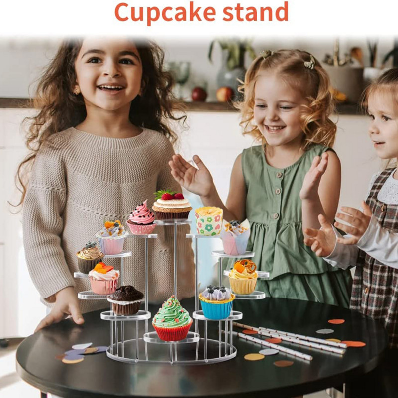 Kēksu statīvs akrila displejs daudzslāņu rotaslietu statīvs kūku desertu statīvs apaļā galda turētājs kāzu dzimšanas dienas ballītes noformējums