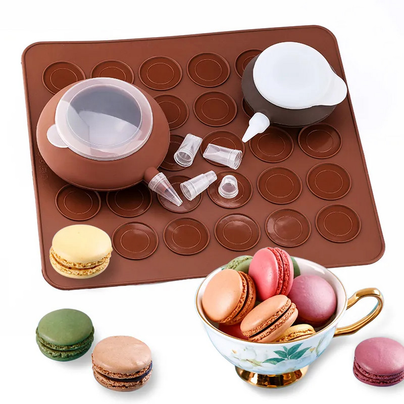 Macaron Paklājiņa komplekts Silikona cepšanas veidņu paklājiņš Perforēta Macaron Pot Nepiedegoša cepeškrāsns loksnes oderējums Cepumu kūkas DIY kūkas cepšanas veidne