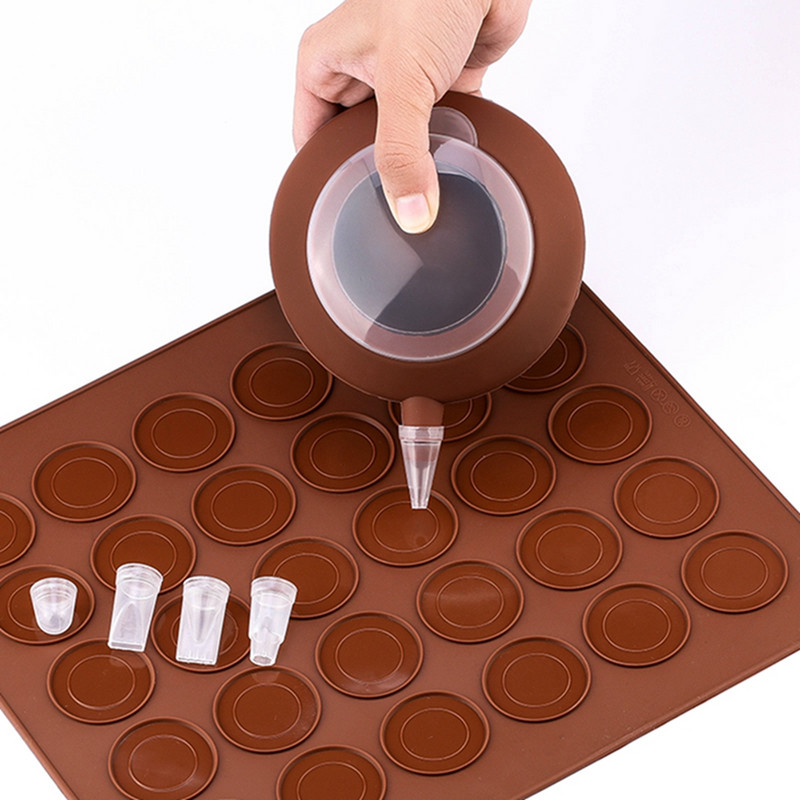 Macaron Paklājiņa komplekts Silikona cepšanas veidņu paklājiņš Perforēta Macaron Pot Nepiedegoša cepeškrāsns loksnes oderējums Cepumu kūkas DIY kūkas cepšanas veidne