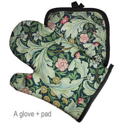 Retro mintás nagykereskedés mikrohullámú kesztyű edénytartó poliészter sütőkesztyű szigetelő kesztyű konyhai alátét sütés BBQ kesztyű lakberendezés