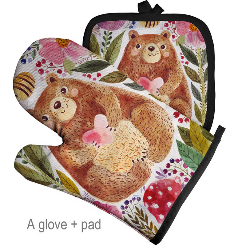 Karikatūra Dzīvnieku sērija Cepšanas cimdi Trušu izolācijas paliktņi Virtuves instrumentu piederumi Poliestera gatavošana Mikroviļņu krāsnī Cimdu cepeškrāsns dūraiņi