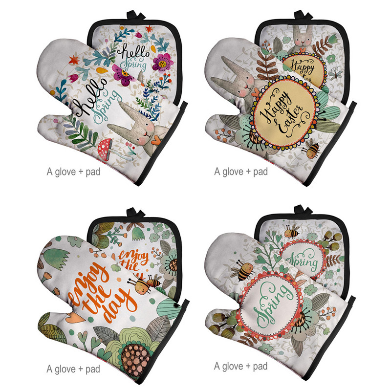 Karikatūra Dzīvnieku sērija Cepšanas cimdi Trušu izolācijas paliktņi Virtuves instrumentu piederumi Poliestera gatavošana Mikroviļņu krāsnī Cimdu cepeškrāsns dūraiņi