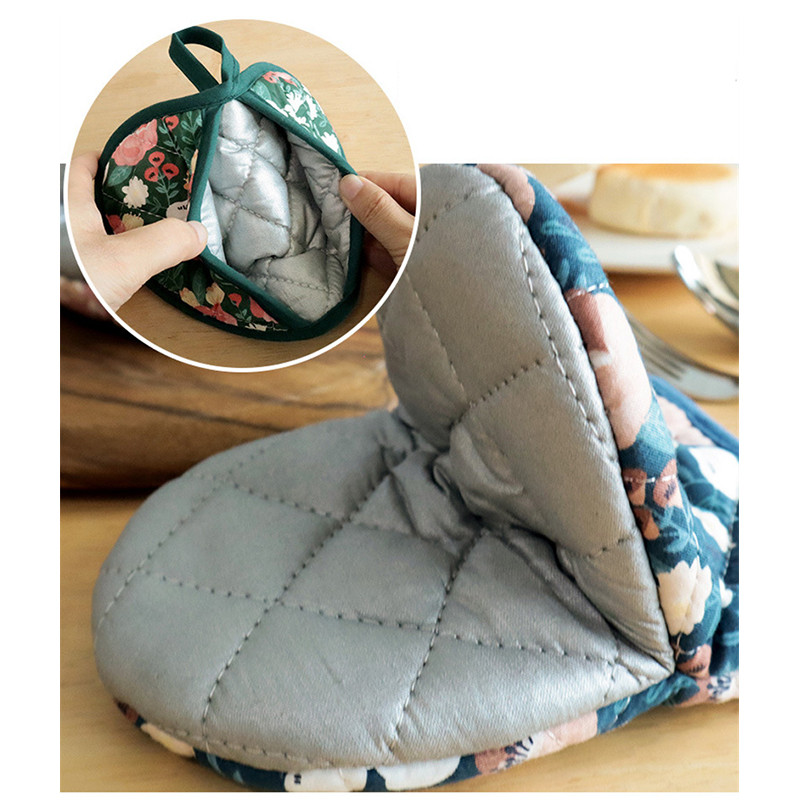 Japán virág sütőkesztyűk háztartási konyha hőálló, hőálló kesztyűk vastag pamut szív alakú kézi klip szigetelő alátét