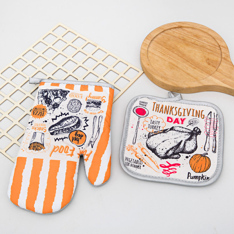 Pateicības dienas deserta druka Virtuve Cepeškrāsns Cimdu spilventiņš Mikroviļņu krāsns Pretkarstuma izolācijas paklājiņš BBQ Ēdiens Cepšanas rīki Piederumi Dekors