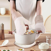 Virtuves cepeškrāsns cimdi Silikona un kokvilnas divslāņu cepeškrāsns cimdi Cimdi / BBQ karstumizturīgi cimdi / grils V3P5