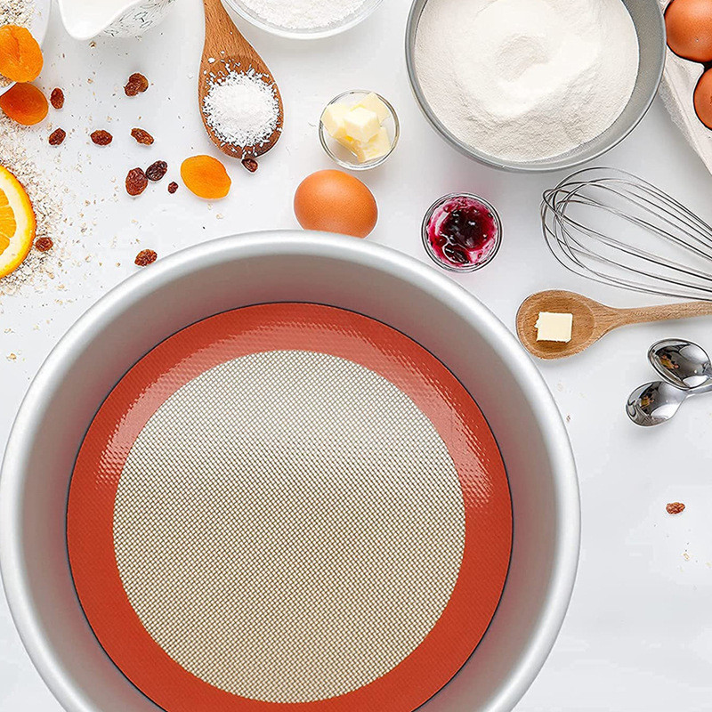 Nelipīga, apaļa silikona cepšanas paklāja panna konditorejas izstrādājumiem, karstumizturīgam kūku ieliktnim Macaron maizes cepšanai cepeškrāsns gaisa cepšanas ierīces piederumiem
