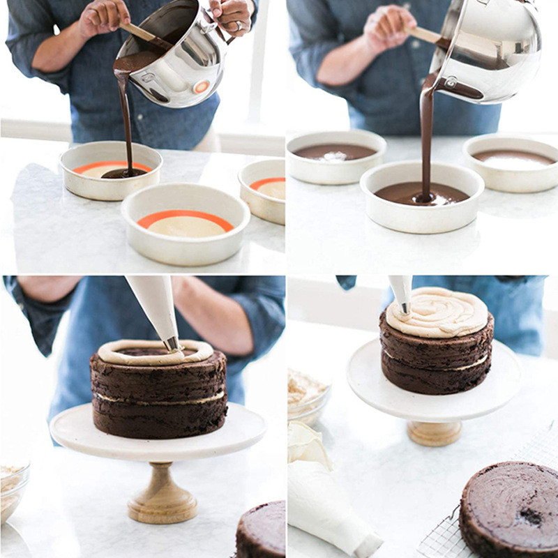 Nelipīga, apaļa silikona cepšanas paklāja panna konditorejas izstrādājumiem, karstumizturīgam kūku ieliktnim Macaron maizes cepšanai cepeškrāsns gaisa cepšanas ierīces piederumiem