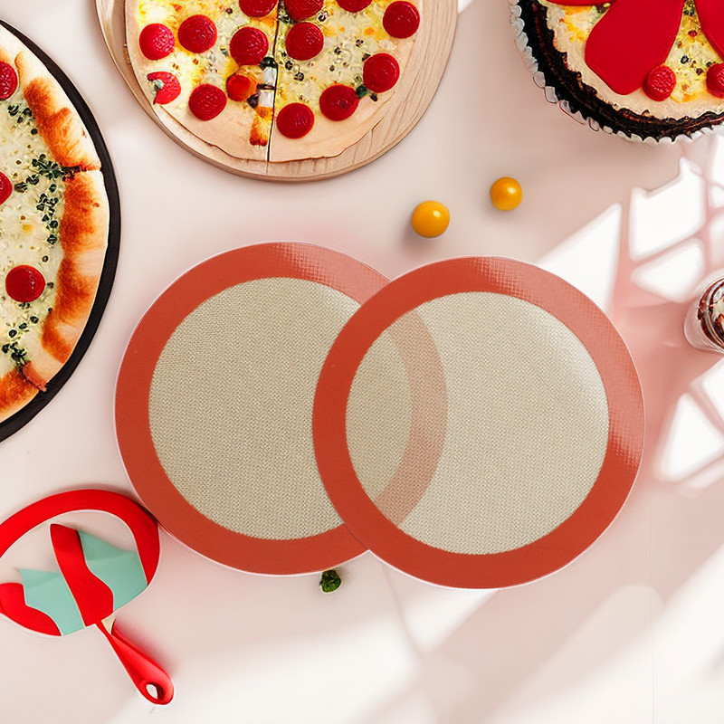 Nelipīga, apaļa silikona cepšanas paklāja panna konditorejas izstrādājumiem, karstumizturīgam kūku ieliktnim Macaron maizes cepšanai cepeškrāsns gaisa cepšanas ierīces piederumiem
