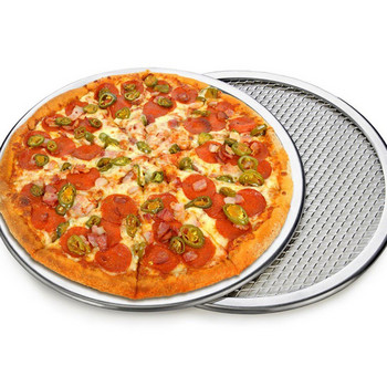 Алуминиева кръгла тава за печене на пица Направи си сам тава за печене на екран за пица Метална мрежа Незалепваща форма за фурна Домакински камъни за пица Съд за печене
