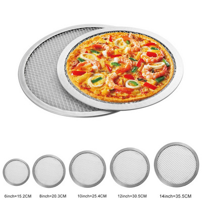 Tavă rotundă din aluminiu pentru copt pizza DIY ecran pentru pizza Tavă de copt plasă metalică Mucegai antiaderent pentru cuptor Pietre de pizza de uz casnic Ustensile de copt